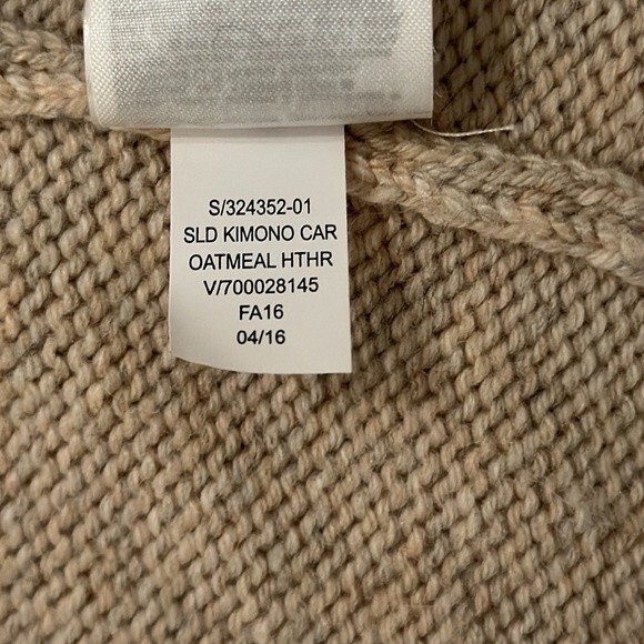 GAP Women’s Open Front Kimono Front Pocket alpaca blend Oatmeal Cardigan  XS/S - Picture 9 of 13
